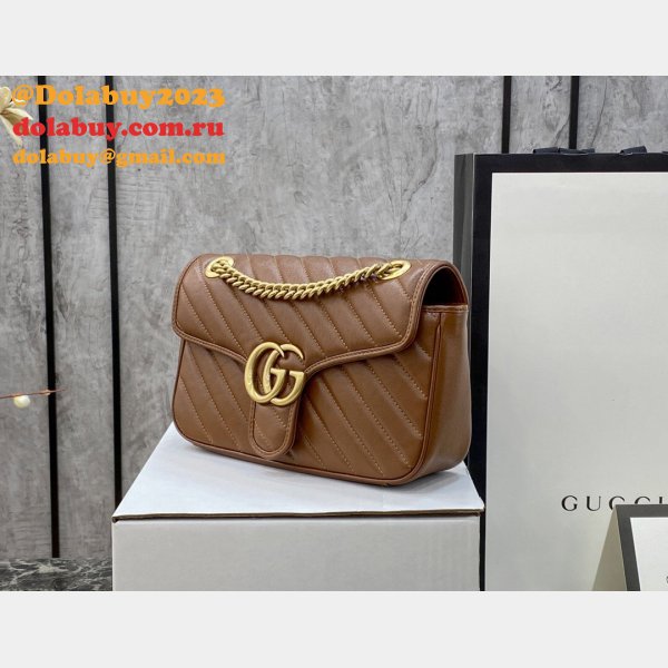 Gucci Replica GG Marmont 443497 small matelassé shoulder brown bag