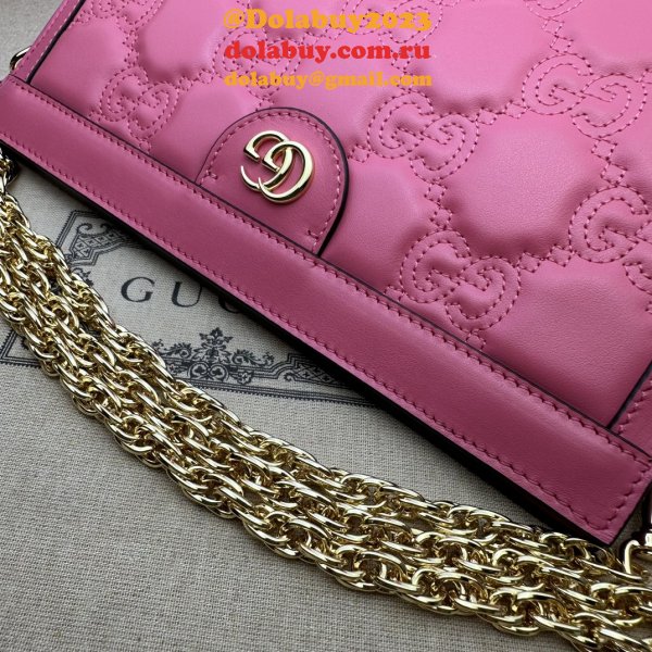 Matelassé Gucci Inspired 702200 GG Shoulder Designer Replica Pink Bag