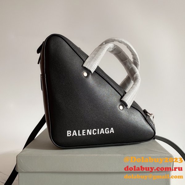 Luxury Balenciaga shoulder Triangle Black bag