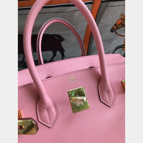 Hermes Birkin Epsom leather Handbags Pink Golden