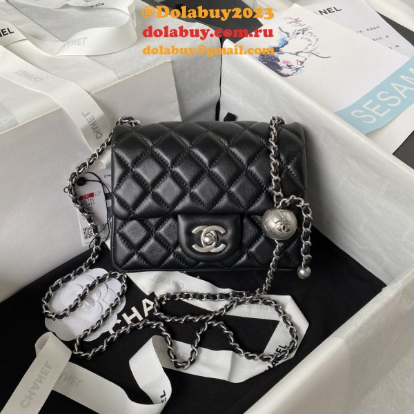 Top Quality CC CF mini classical AS1786 SILVER BALL bag