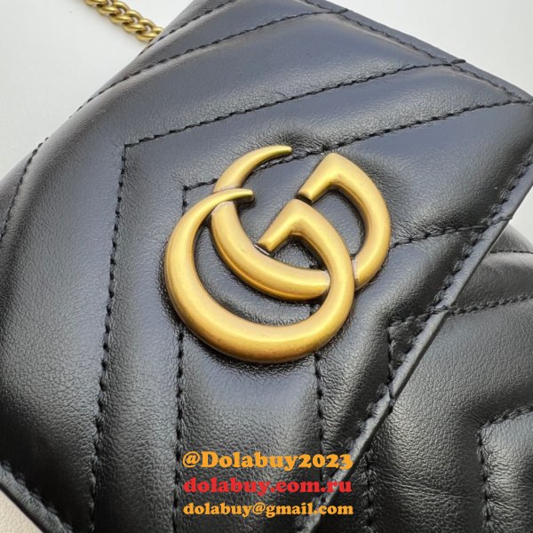 Cheap Gucci Replicas 672251 GG Marmont matelassé mini black bag