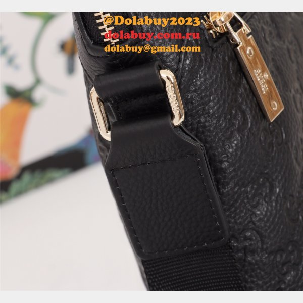 Gucci Best GG Supreme Leather Messenger For Men 413168 Black