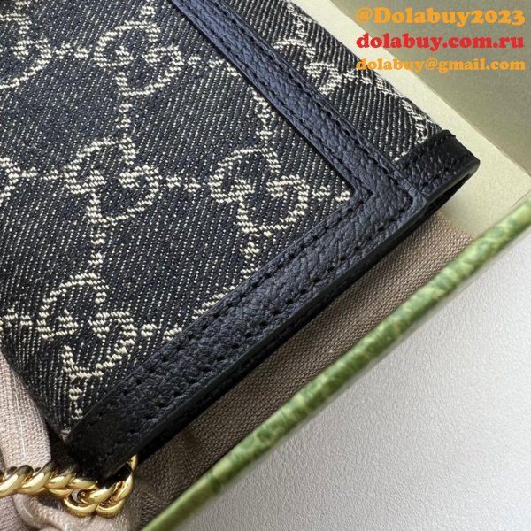 Gucci aaa replica 652681 Jackie 1961 chain wallet black