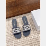 Replica Designer Dior Dway One-word embroidered slippers Shoes Online