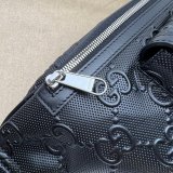 Gucci Cheap 645093 GG Embossed Belt Black/White Fake Bag