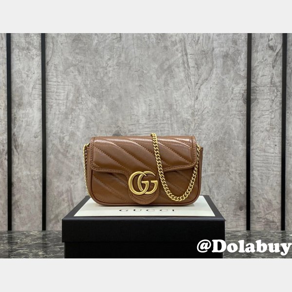 Gucci Replica GG Marmont 476433 matelassé super mini brown bag