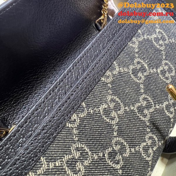 Gucci aaa replica 652681 Jackie 1961 chain wallet black