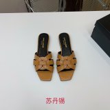 Tribute Mules Vegetable-Tanned Leather Saint Laurent Copy Shoes