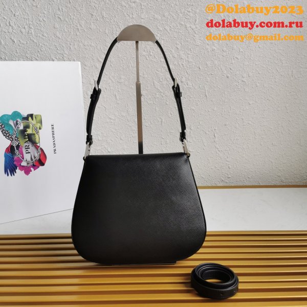 High Quality Prada Cleo Brushed Knockoff Leather Shoulder Bag