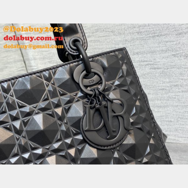 Christian Lady Dior 24cm AAA+ Replica Top Quality Black Bag