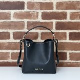 Designer 815118 Fake GG Emblem Gucci 1:1 Mirror Bucket Black Bag