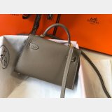 Replica Hermes Mini Kelly Epsom leather Earthy Gray Bags