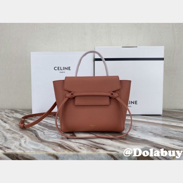 Replica Celine Ladies Yellow Nano Belt Bag In Laminated Calfskin