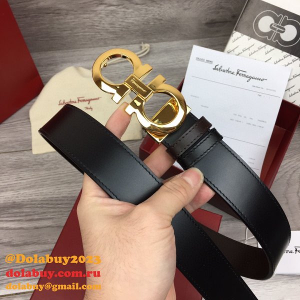 Replica Designer Salvatore Ferragamo 35 mm Black Belts