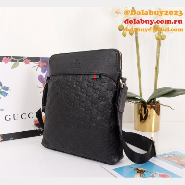 Gucci Best GG Supreme Leather Messenger For Men 413168 Black