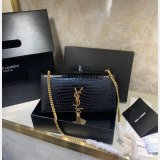 YSL Cheap Saint Laurent Crocodile pattern 24cm Black Bag