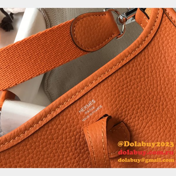 Hermes Bags Replica Mini Evelyne Orange