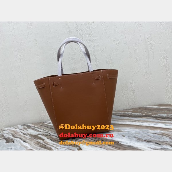 Small Celine Brown Cabas Phantom in soft grained calfskin