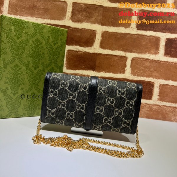 Gucci aaa replica 652681 Jackie 1961 chain wallet black