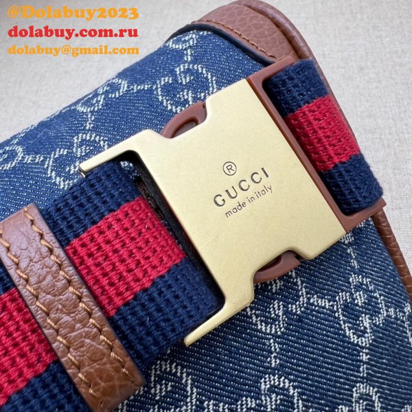 Sale Gucci Fake Belt bag with Interlocking G 682933 blue and ivory GG