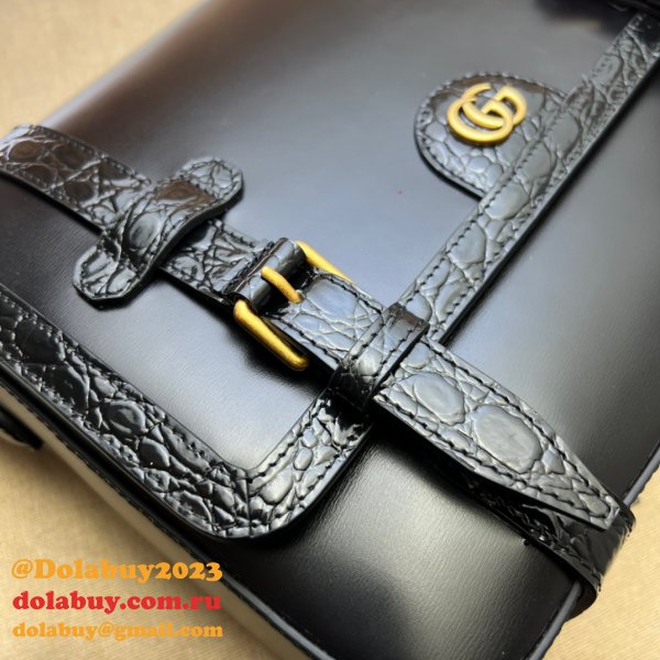 Fake Gucci Crocodile Trim Messenger Sales Online 702136 Bag