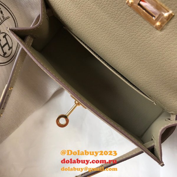 Earth yellow Mini Kelly Hermes Replica Handbags