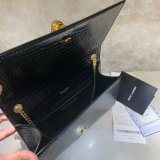 YSL Cheap Saint Laurent Crocodile pattern 24cm Black Bag