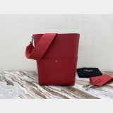 Discount Celine Sangle Seau Bucket Bag Red Calfskin