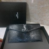 YSL Top Quality Clutch in embossed crocodile shiny black leather