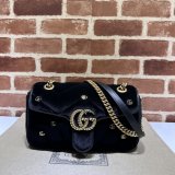 Black Velvet 443497 Gucci GG Marmont Matelassé Shilder Replica Bag