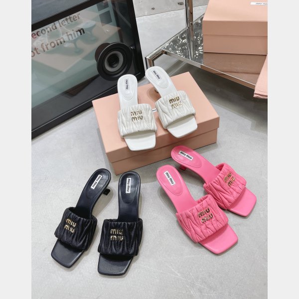 Perfect Luxury Replica Miu Miu high heel slippers Shoes