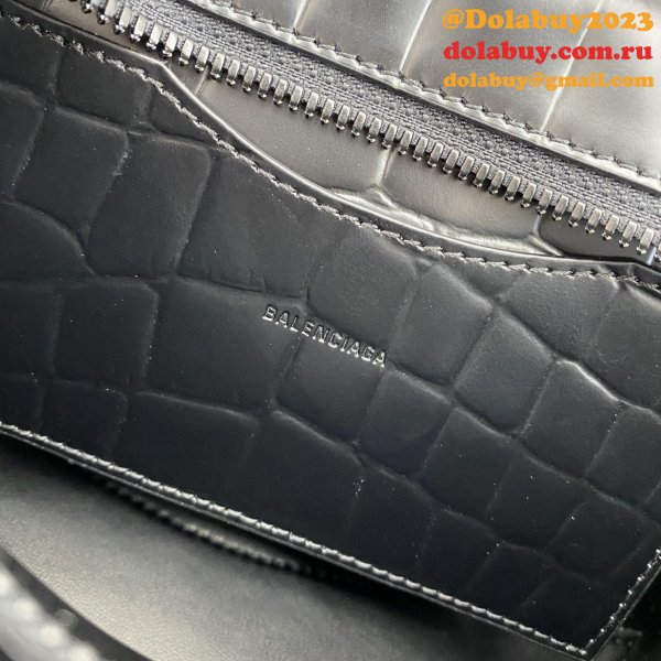 Top Quality Balenciaga cuag black crocodile bag