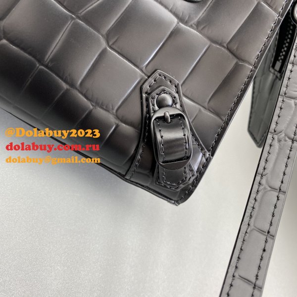 Top Quality Balenciaga cuag black crocodile bag