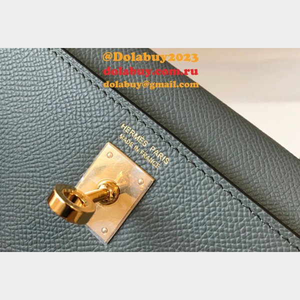 Hermes Replica Mini Kelly Epsom leather ArmyGreen Bags