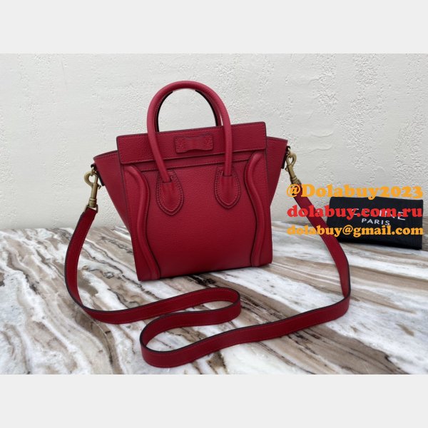 Celine Replica Red Luggage Nano Shopper 168243 Women's Leather