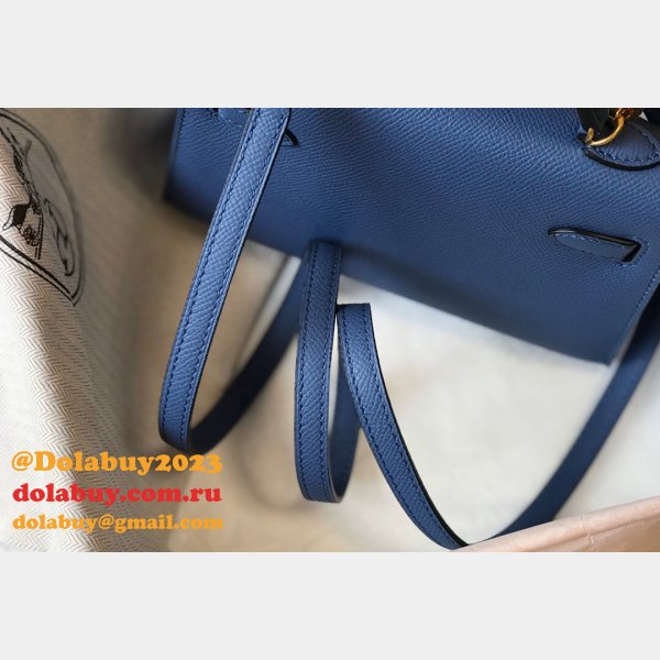 Hermes Blue Mini Kelly Replica Handbag Epsom leather