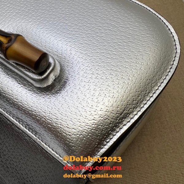 China Gucci 7 Star Bamboo 1947 675797/686864 top handle Silver bag