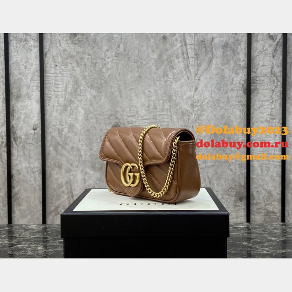 Gucci Replica GG Marmont 476433 matelassé super mini brown bag