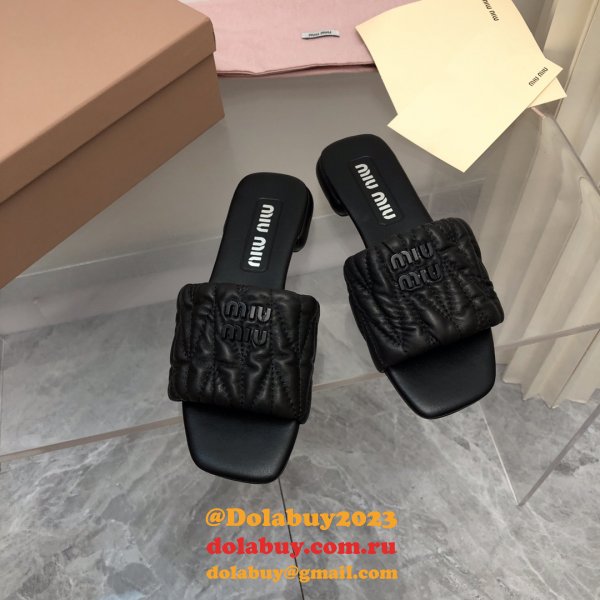 Wholesale Top Quality Miu Miu Copy Flat Sandals and Slippers Shoes