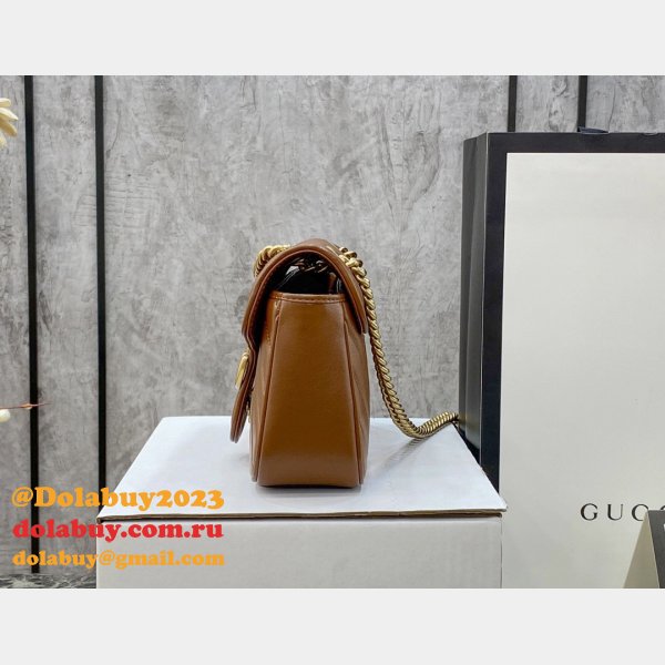 Gucci Replica GG Marmont 443497 small matelassé shoulder brown bag