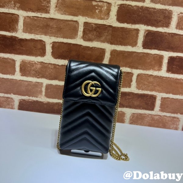 Cheap Gucci Replicas 672251 GG Marmont matelassé mini black bag