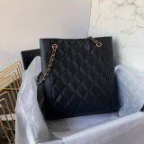 CC Small Shopping Replica Black Bag calfskin & gold-tone metal