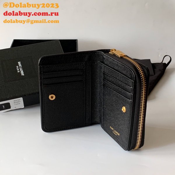 AAA+ Saint Laurent monogram compact zip around wallet black