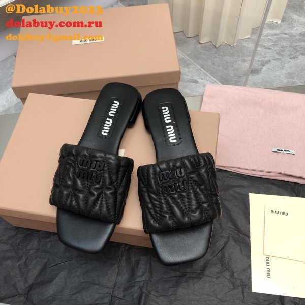 Wholesale Top Quality Miu Miu Copy Flat Sandals and Slippers Shoes