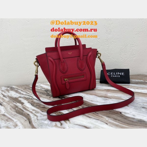 Celine Replica Red Luggage Nano Shopper 168243 Women's Leather