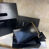 YSL Cheap Saint Laurent Crocodile pattern 24cm Black Bag