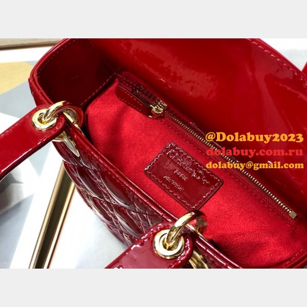 Best DIOR LADY MY ABC Wholesale PATENT LEATHER HANDBAG 20cm