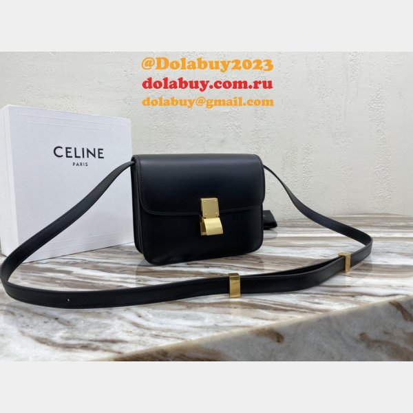 Replica Celine Teen Classic Leather Shoulder Black Bag