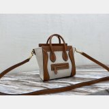 Brown/White Celine Micro Luggage Tote Bag Replica